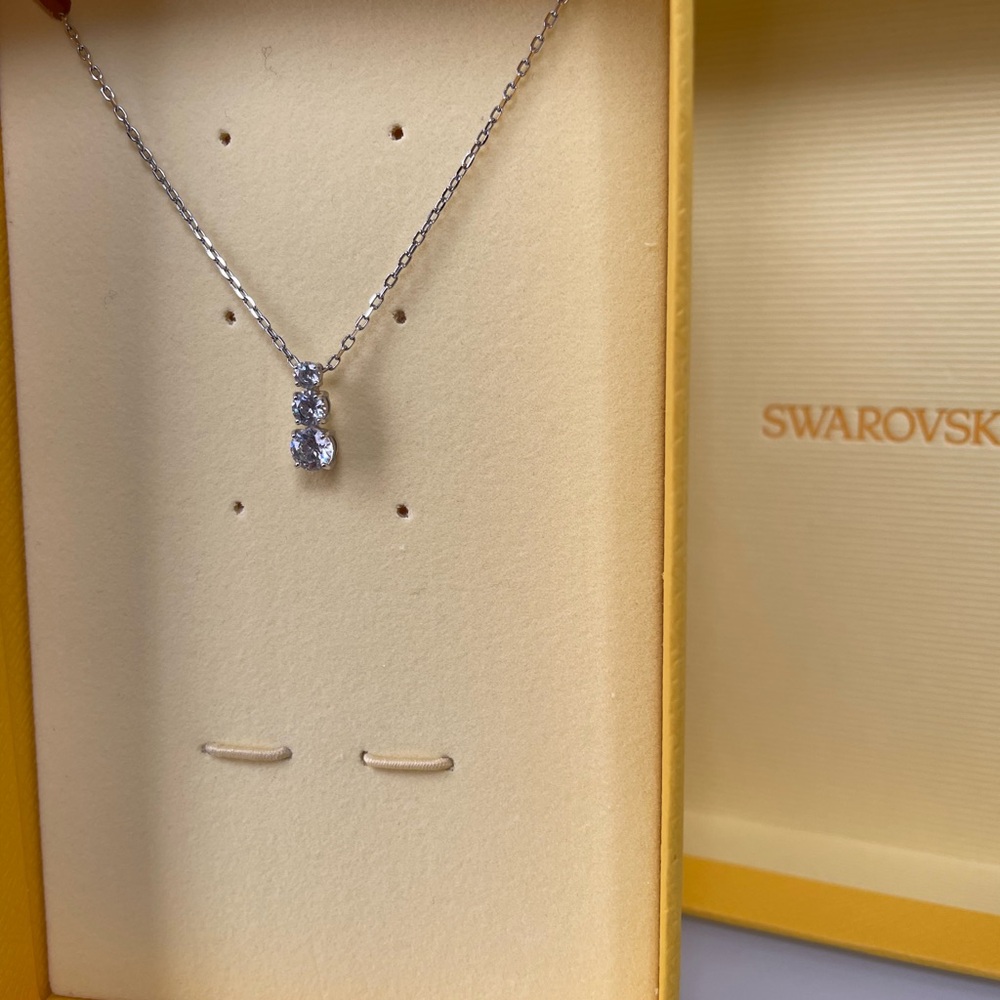 Swarovski Silver Necklace with Dual Crystal Charms